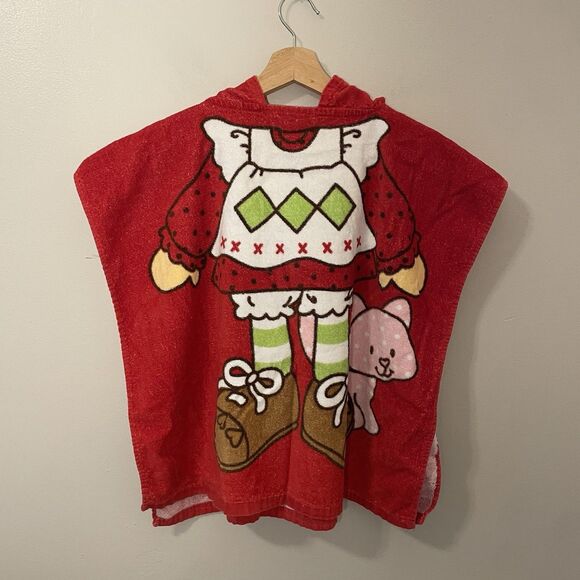 Strawberry Shortcake Bath Beach Towel Hooded Cotton Size 4/7 Y2K - Picture 1 of 5